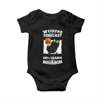 Funny Cat Drinking Baby Onesie Weekend Forecast 100% Chance Of Bourbon - Wonder Print Shop