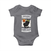Funny Cat Drinking Baby Onesie Weekend Forecast 100% Chance Of Bourbon - Wonder Print Shop