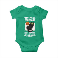 Funny Cat Drinking Baby Onesie Weekend Forecast 100% Chance Of Bourbon - Wonder Print Shop