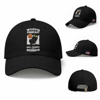 Funny Cat Drinking Baseball Cap Weekend Forecast 100% Chance Of Bourbon
