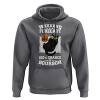 Funny Cat Drinking Hoodie Weekend Forecast 100% Chance Of Bourbon - Wonder Print Shop