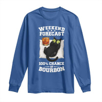 Funny Cat Drinking Long Sleeve Shirt Weekend Forecast 100% Chance Of Bourbon - Wonder Print Shop
