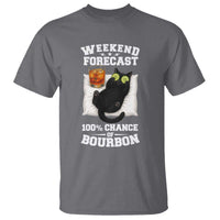 Funny Cat Drinking T Shirt Weekend Forecast 100% Chance Of Bourbon - Wonder Print Shop