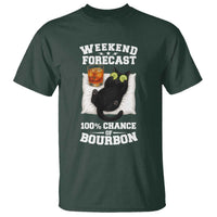 Funny Cat Drinking T Shirt Weekend Forecast 100% Chance Of Bourbon - Wonder Print Shop