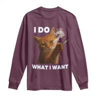 Funny Smoking Cat Long Sleeve Shirt I Do What I Want Sarcastic Cats Meme - Wonder Print Shop