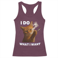 Funny Smoking Cat Racerback Tank Top I Do What I Want Sarcastic Cats Meme - Wonder Print Shop