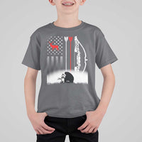 Bow Deer Hunting T Shirt For Kid American Flag Hunter Gift - Wonder Print Shop