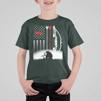 Bow Deer Hunting T Shirt For Kid American Flag Hunter Gift - Wonder Print Shop