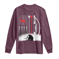 Bow Deer Hunting Long Sleeve Shirt American Flag Hunter Gift - Wonder Print Shop