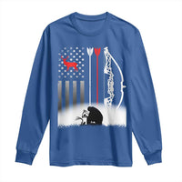 Bow Deer Hunting Long Sleeve Shirt American Flag Hunter Gift - Wonder Print Shop