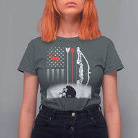 Bow Deer Hunting T Shirt For Women American Flag Hunter Gift - Wonder Print Shop