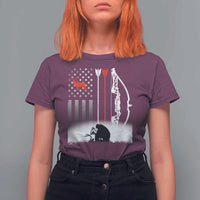 Bow Deer Hunting T Shirt For Women American Flag Hunter Gift - Wonder Print Shop