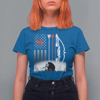 Bow Deer Hunting T Shirt For Women American Flag Hunter Gift - Wonder Print Shop