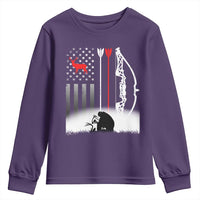 Bow Deer Hunting Youth Sweatshirt American Flag Hunter Gift - Wonder Print Shop
