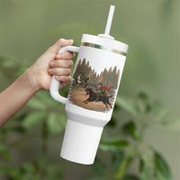 Funny Skeleton Riding Labrador Hunting Tumbler With Handle Gift For Hunter