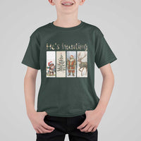 Santa Funny Christmas Hunter Look T Shirt For Kid He Is Hunting - Wonder Print Shop
