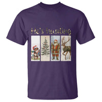 Santa Funny Christmas Hunter Look T Shirt He Is Hunting - Wonder Print Shop