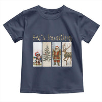 Santa Funny Christmas Hunter Look Toddler T Shirt He Is Hunting - Wonder Print Shop