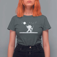 Sasquatch Hunter With Rifle T Shirt For Women Funny Bigfoot Outdoor Design - Wonder Print Shop