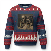 Funny Skeleton Selfie With Border Collie Ugly Christmas Sweater Halloween Spooky Dog Lover Gift