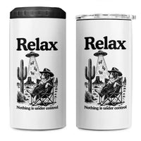 Funny Border Collie UFO Sheep Farmer 4 in 1 Can Cooler Tumbler Relax Nothing Is Under Control Alien Dog Lover Gift