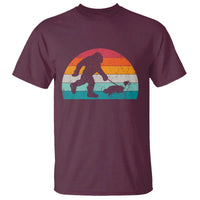 Funny Bigfoot Walking Border Collie Dog T Shirt Vintage Dog Lover Gift