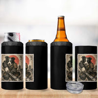 Japanese Border Collie Samurai Warrior 4 in 1 Can Cooler Tumbler Vintage Ukiyoe Dog Lover