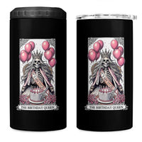 Funny 25th Birthday Queen Tarot Card 4 in 1 Can Cooler Tumbler Gothic Skeleton Dark Humor Gift