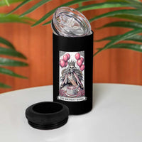 Funny 25th Birthday Queen Tarot Card 4 in 1 Can Cooler Tumbler Gothic Skeleton Dark Humor Gift