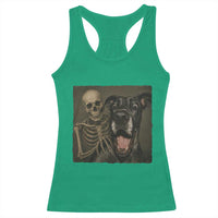 Funny Skeleton Selfie With Great Dane Racerback Tank Top Halloween Spooky Dog Lover Gift
