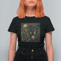 Funny Skeleton Selfie With Great Dane T Shirt For Women Halloween Spooky Dog Lover Gift