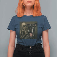 Funny Skeleton Selfie With Great Dane T Shirt For Women Halloween Spooky Dog Lover Gift