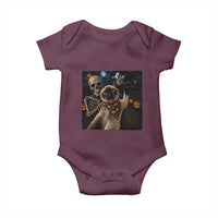 Funny Skeleton Selfie Siamese Cat Baby Onesie Halloween Spooky Cat Lover Gift
