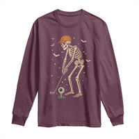 Halloween Skeleton Golfer Long Sleeve Shirt Funny Golf Lover Gift - Wonder Print Shop