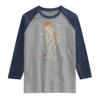 Halloween Skeleton Golfer Raglan Shirt Funny Golf Lover Gift - Wonder Print Shop