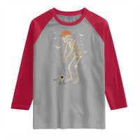 Halloween Skeleton Golfer Raglan Shirt Funny Golf Lover Gift - Wonder Print Shop
