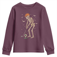 Halloween Skeleton Golfer Youth Sweatshirt Funny Golf Lover Gift - Wonder Print Shop