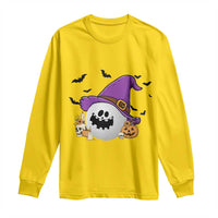 Halloween Golfer Gift Long Sleeve Shirt Creepy Golf Ball With Witch Hat - Wonder Print Shop