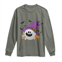 Halloween Golfer Gift Long Sleeve Shirt Creepy Golf Ball With Witch Hat - Wonder Print Shop