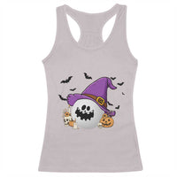 Halloween Golfer Gift Racerback Tank Top Creepy Golf Ball With Witch Hat - Wonder Print Shop