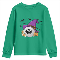 Halloween Golfer Gift Youth Sweatshirt Creepy Golf Ball With Witch Hat - Wonder Print Shop