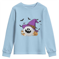 Halloween Golfer Gift Youth Sweatshirt Creepy Golf Ball With Witch Hat - Wonder Print Shop