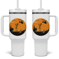 Funny Skeleton Golf Player Tumbler With Handle Halloween Gift