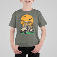 Funny Halloween Gift T Shirt For Kid Skeleton Driving Golf Cart - Wonder Print Shop
