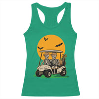 Funny Halloween Gift Racerback Tank Top Skeleton Driving Golf Cart - Wonder Print Shop