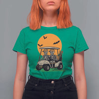Funny Halloween Gift T Shirt For Women Skeleton Driving Golf Cart - Wonder Print Shop