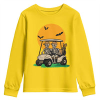 Funny Halloween Gift Youth Sweatshirt Skeleton Driving Golf Cart - Wonder Print Shop