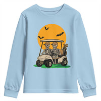 Funny Halloween Gift Youth Sweatshirt Skeleton Driving Golf Cart - Wonder Print Shop