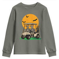 Funny Halloween Gift Youth Sweatshirt Skeleton Driving Golf Cart - Wonder Print Shop