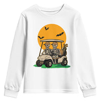 Funny Halloween Gift Youth Sweatshirt Skeleton Driving Golf Cart - Wonder Print Shop